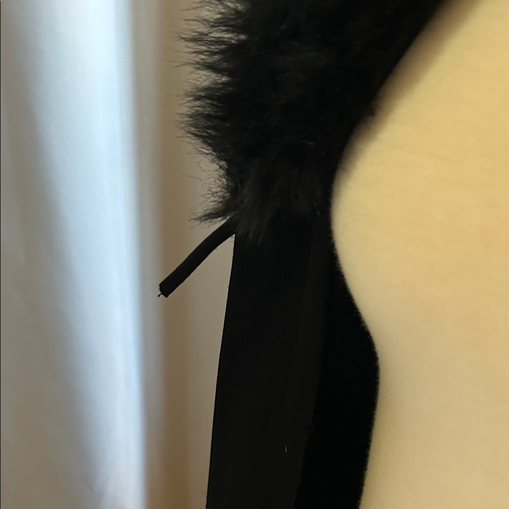 PerSeption Black Floor Length Coverup with Faux Fur Collar - Picture 6 of 7